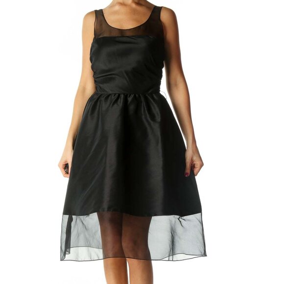 $255 KARL LAGERFELD (PARIS) ICONIC BLACK 100% SILK DRESS** 12 - Picture 4 of 7